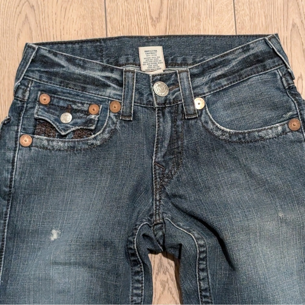 True Religion Ricky Mens Jeans 28 Relaxed Fit Straight Leg Denim Vintage Ripped - Picture 2 of 6